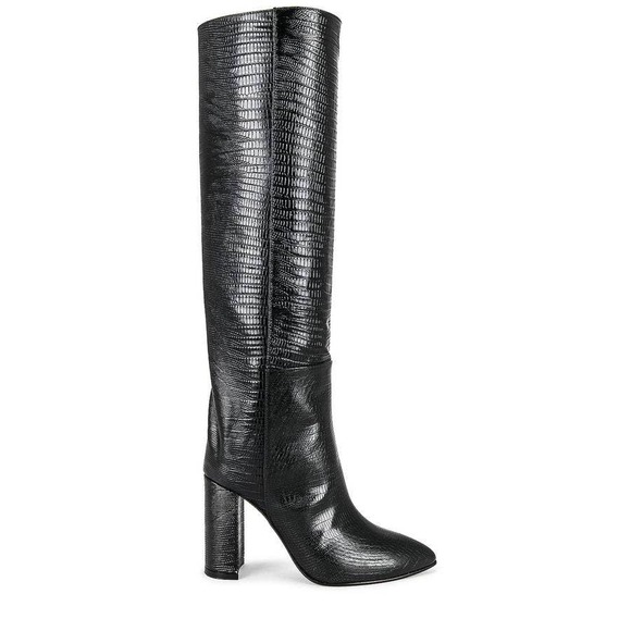 Toral Shoes - Toral Foresta Tall Leather Snake Embossed Boot in Black 39 9